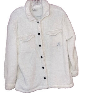 Girls Hurley Lurex Sherpa Shacket -White Size XL MSRP $55